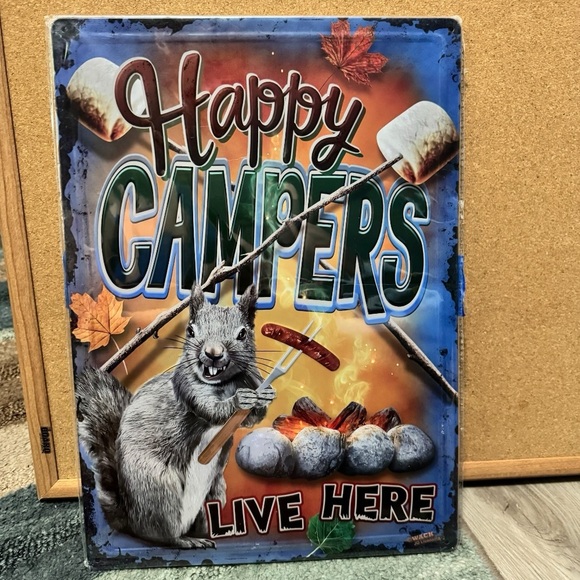 Happy Campers Metal Sign by Wack JQ New Sealed - Picture 1 of 4